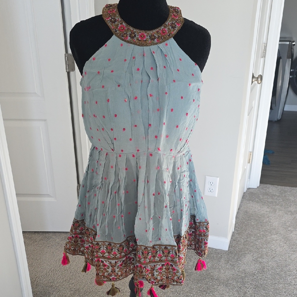 Embroidered Palazzo Suits/kurta Sets Tradional Events - Blue and Pink